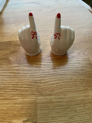 Vintage Ladies Hands With Red Nail Polish Salt And Pepper Shakers,  Perfect Cond.