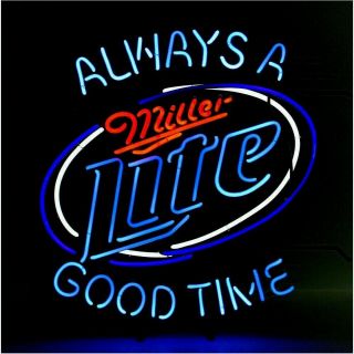 Vintage Miller Lite Neon Light Beer 26” X 28 " Sign “always A Good Time”