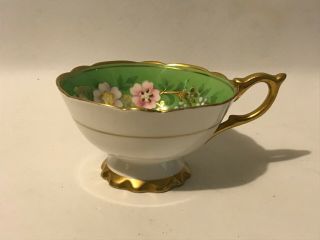Vintage Royal Stafford Green Gold White Garland Flowers Tea Cup