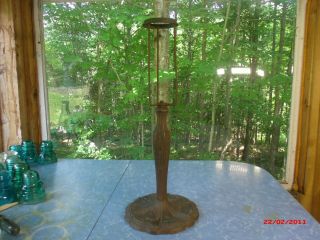 Antique Art Deco Table Lamp Base For Slag Glass Shade,  Stately Tall Piece