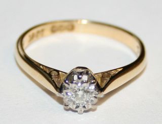 Traditional Vintage 18ct Gold Diamond Solitaire Engagement Ring 0.  10cts