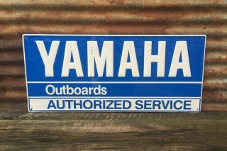 Vintage Yamaha Outboard Motor Metal Sign Dealer Sign 16x36 Inch Vtg 1980s Era