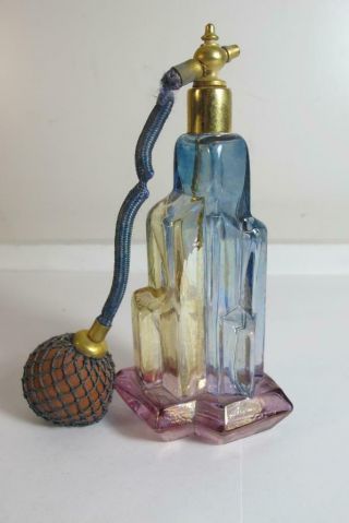 Antique Art Deco Period Rainbow Skyscraper Perfume Atomizer Bottle