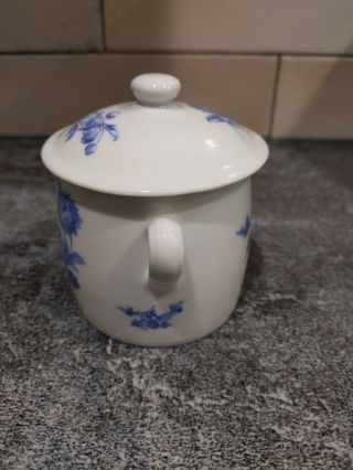 France Rose Toile Sugar Bowl with Lid Handles Blue & White French Porcelain A, 2