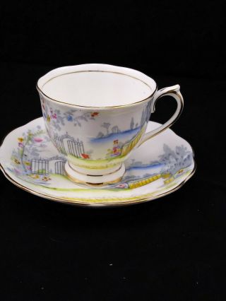 Vintage 1935 Royal Albert Crown China " Rosedale " Pattern 7224 Tea Cup Saucer