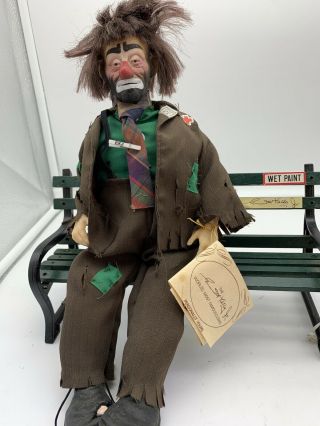 Vintage Emmett Kelly Jr Hobo Clown Figurine Wind Up Musical Doll May Lei W Bwnxh