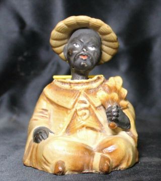 Vtg German Bisque Black Oriental Asian Man Nodder Blackamoor Bobblehead Doll
