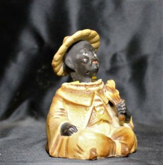 Vtg German Bisque Black Oriental Asian Man Nodder Blackamoor Bobblehead Doll 2