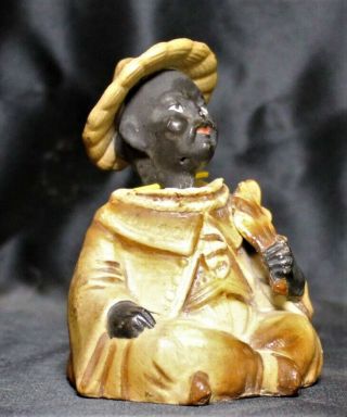 Vtg German Bisque Black Oriental Asian Man Nodder Blackamoor Bobblehead Doll 3