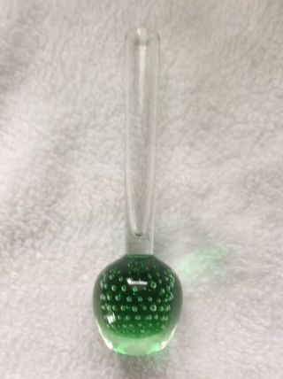 Crystal Bud Vase Bubbled Weighted Green Bottom