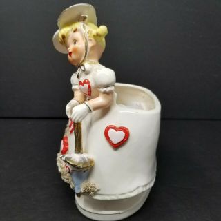 Vintage 1958 SAMSON Import Co.  Valentine Lady Girl Planter Vase figurine Marked 2