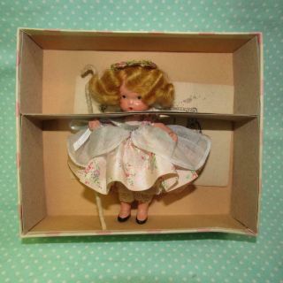 Nancy Ann Storybook Bisque Pudgy Ms Doll 153 " Little Bo Peep " W/straw Hat & Box