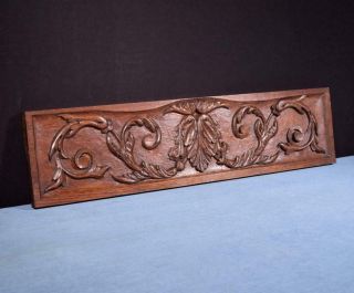 28 " French Vintage Hand Carved Architectural Panel Solid Oak Wood Trim