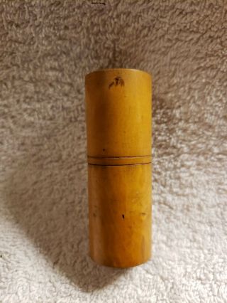 Hourigant Wooden Screw Top Tube Box Cylinder Vanity Jar Pot Wood Treen France