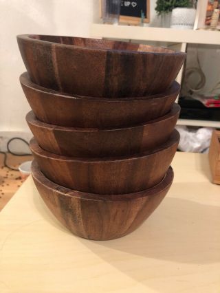 Set Of 5 “the Cellar” Wood Bowls Pre - Owned.