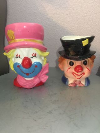 2 Vintage Clown Head Vase By Inarco & Eo Brody