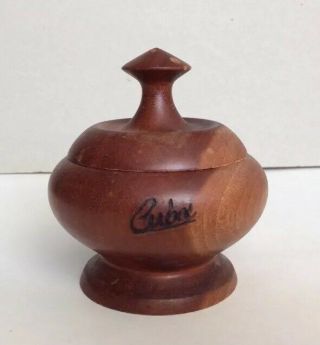 Vintage Hand Crafted Artist Signed Wood Turned Wooden Trinket/pill Box