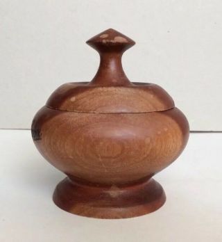 Vintage Hand Crafted Artist Signed Wood Turned Wooden Trinket/Pill Box 2