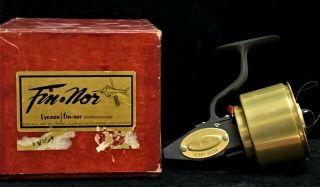 Vintage Fin - Nor 4 Fishing Reel Spinning Tycoon Fin Nor W/ Box And Papers