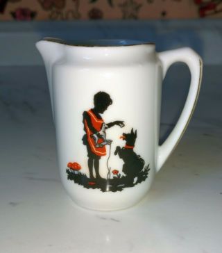 Rare Circa 1925 - 1936 Schirnding Creamer Or Child’s Toy Pitcher Girl With Dog