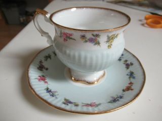 Vintage Elizabethan Bone China Teacup And Saucer 66015 Floral On White