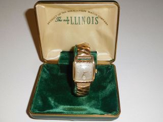 Vtg 1950s Mens Hamilton Illinois Wrist Watch Model 9511/10k Rpg Bezel Debonair C
