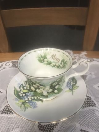 Vintage Royal Dover Bone China Tea Cup & Saucer England May Lily Of The Valley