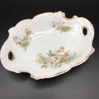Antique Laviolette Limoges Porcelain China Oval Porcelain Dish White Rose