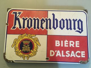 Plaque Emaillee Biere Kronenbourg Biere D Alsace Vintage Metalique