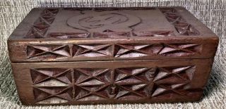 Wood Box Made In Ghana W/ashanti Symbol Meaning " Expect God " Rustic Primitive
