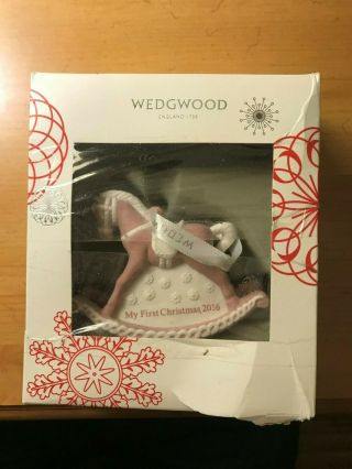 Wedgwood Pink My First Christmas 2016 Rocking Horse Babys 1st Christmas Ornament