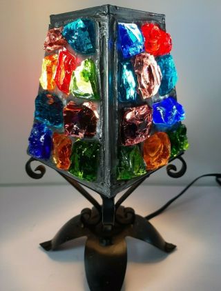 Peter Marsh Vintage Table Lamp 1950s Coloured Glass