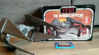 Vintage Star Wars Rotj Tie Interceptor Complete W/ Box Kenner 1983 1984