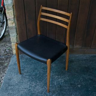 1960s JL Moller Model 78 Teak Black Dining Chair Vtg Mid - Century Danish Modern 2