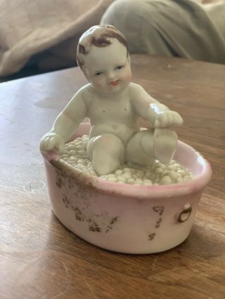 Adorable Antique Vintage Ardalt Lenwile Porcelain Baby In Bubble Bath Figurine