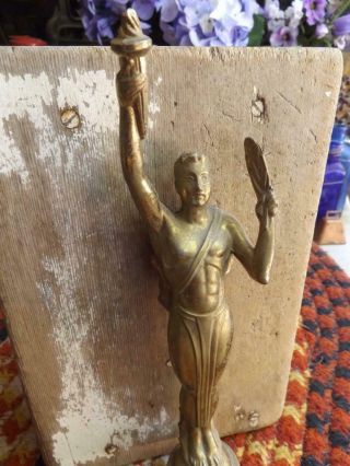 Gorgeous Vintage Dodge Inc Metal Trophy Top Man With Torch & Feather Aat 2 Lbs