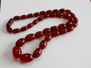 Vintage 24 " Cherry Amber Bead Necklace With Screw Clasp