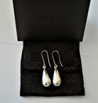 Gucci Vintage Sterling Silver Teardrop Earrings 11 Grams