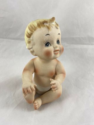 Vintage Porcelain Bisque Piano Baby Kewpie Napco Baby Boy Blue Eyes N3149 4.  5” T