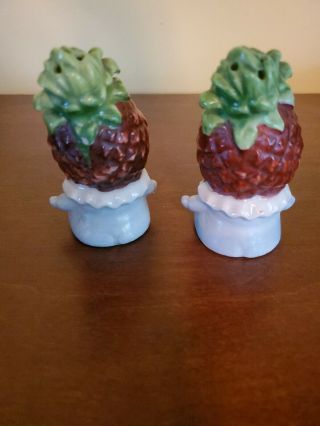 Vintage Anthropomorphic BABY PINEAPPLE HEADS Salt And Pepper Shakers JAPAN 3