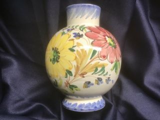 Vintage Hand Painted Porcelain Vase Flowers Italy