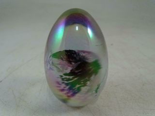 Vintage Art Glass Egg Shaped Glass Paperweight 1983 Msh Mount St Helens Ash Old