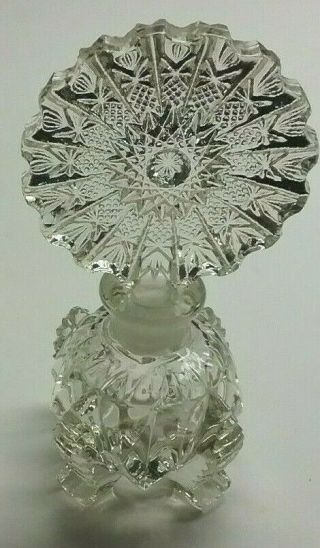 Vintage Antique Perfume Glass Bottle Crystal Clear With Stopper Dauber (2)
