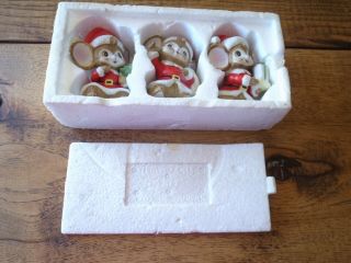 3 Vintage Homco Home Interiors Christmas Mice 5405 W/ Box: Cute