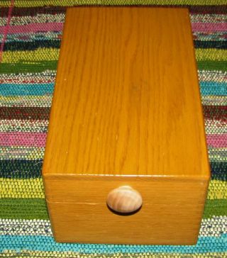 Vintage Wood File Box For Index Cards Metal Insert Dovetailed