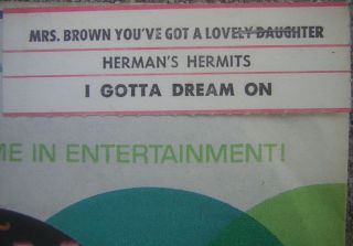 Herman ' s Hermits 45RPM - Mrs.  Brown You ' ve Got A Lovely Daughter with Juke Box 2