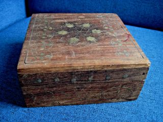 Antique Vintage Wooden Hinged Box Unmarked Desktop