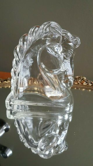 Htf Mid Century Modern Single Vintage Clear Federal Glass Horse Head Book End