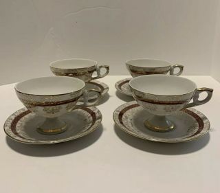 Vintage Tea Cups And Saucers Set Of4 Marked Made In Japan
