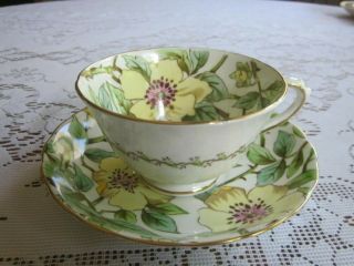 Vintage Tuscan England Bone China Tea Cup And Saucer Yellow Flowers